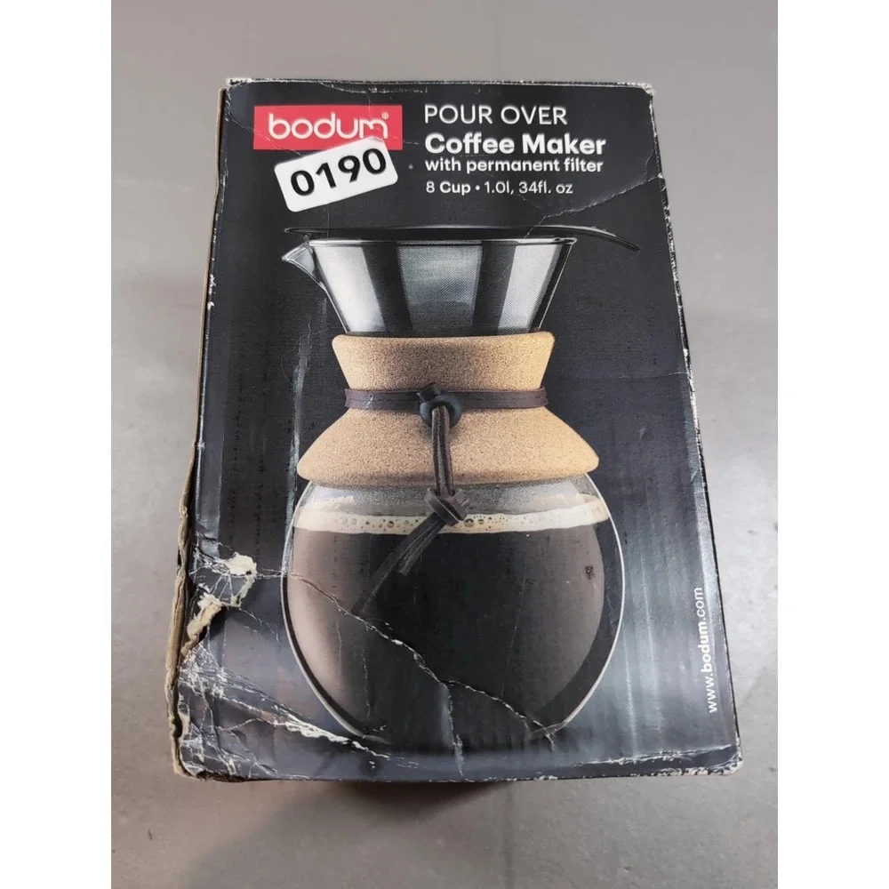 Bodum Pour Over Coffee Maker 8 Cup 34oz Cork Collar Glass 11571-109US Portugal